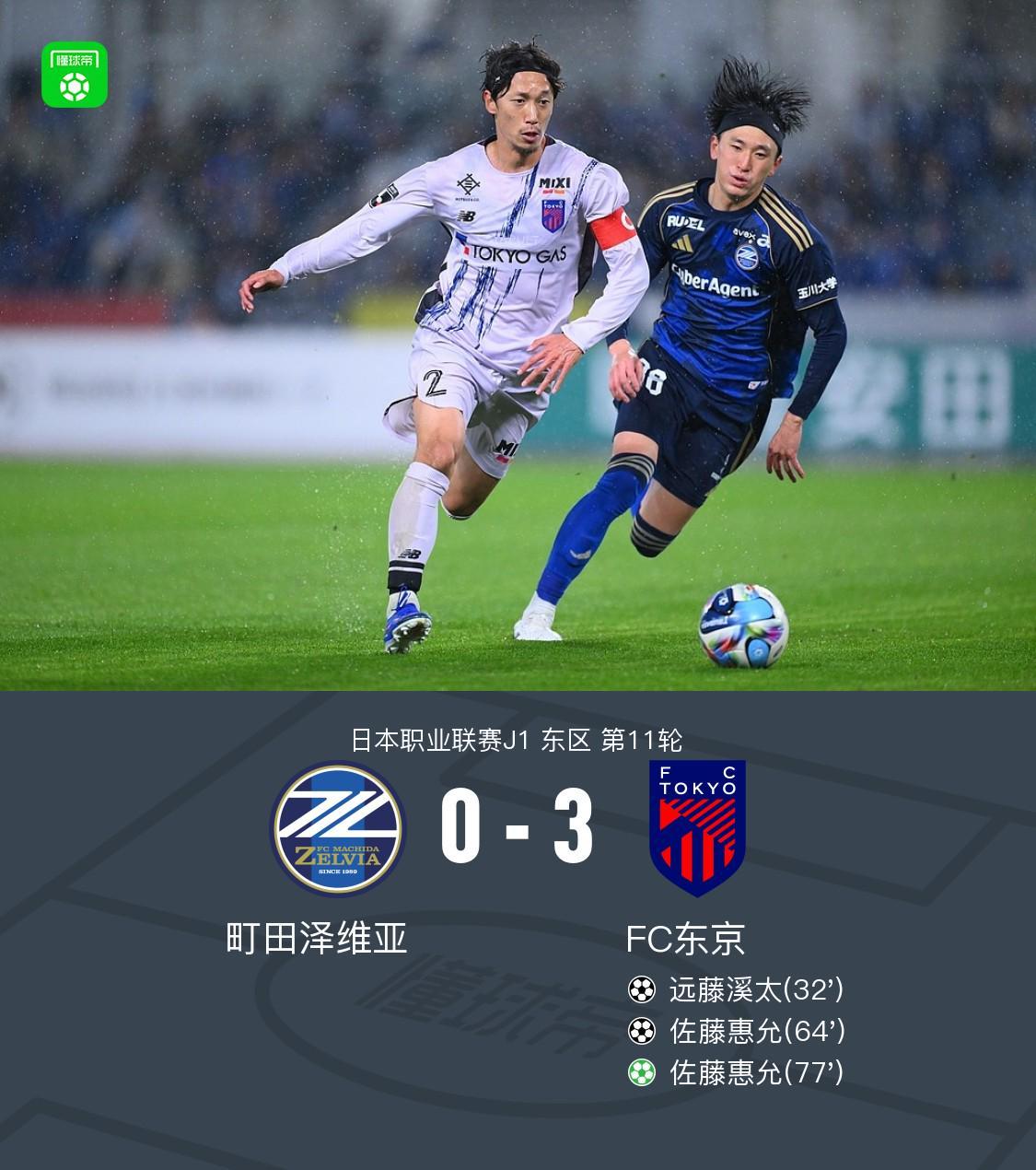 亚博体育官方入口-FC东京客场3-0町田泽维亚，佐藤惠允2射1传，远藤溪太建功
